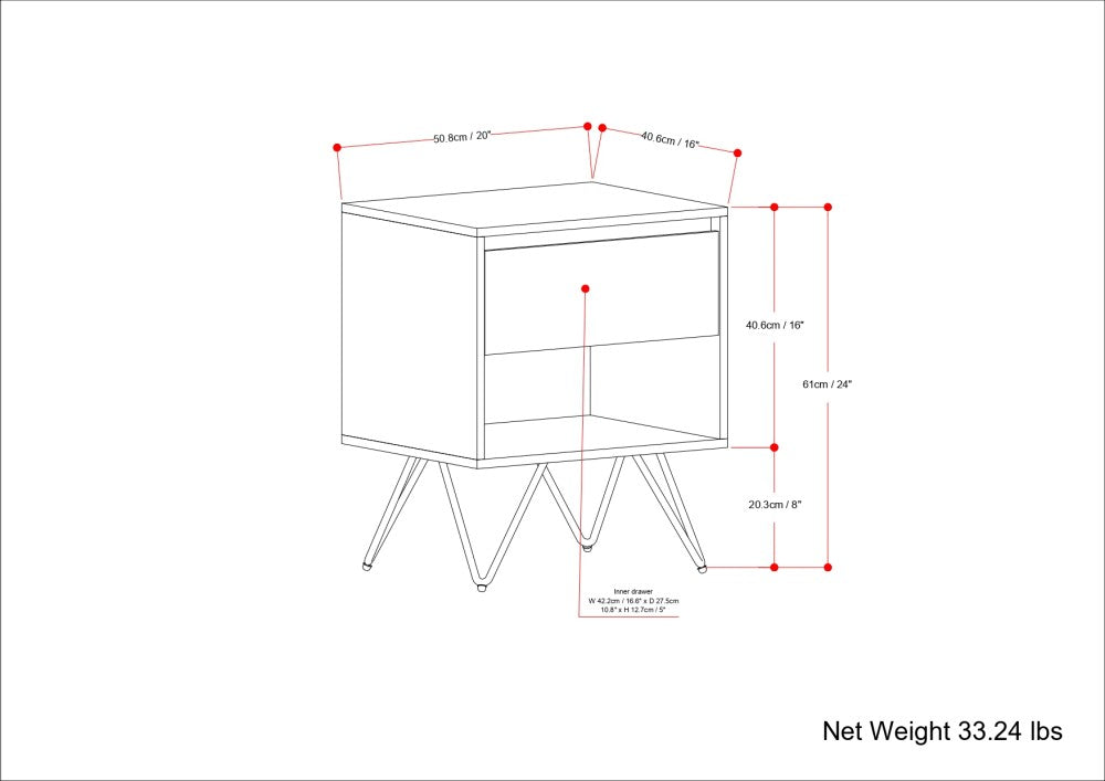 Hunter Solid Mango Wood Nightstand in Refined