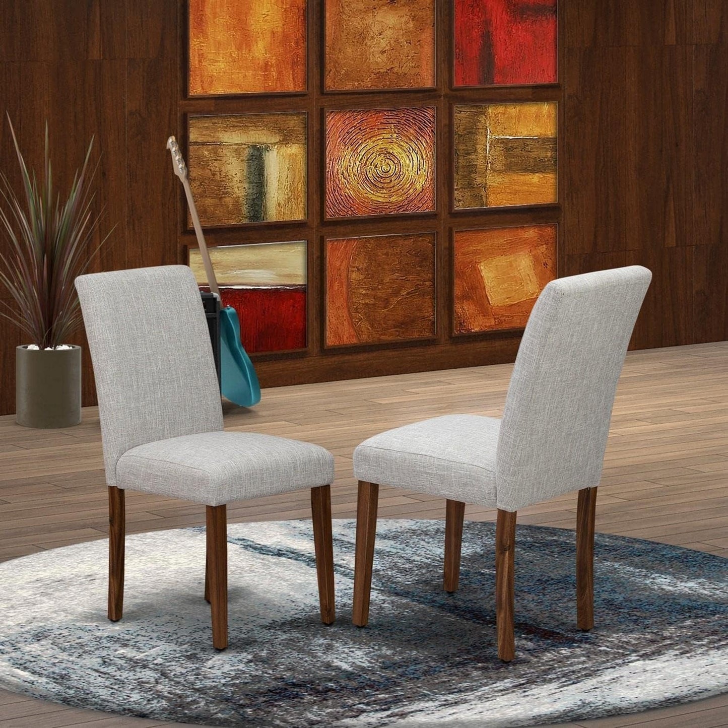 Abbott Classic Parson Dining Chairs Doeskin Linen Fabric Set Of 2