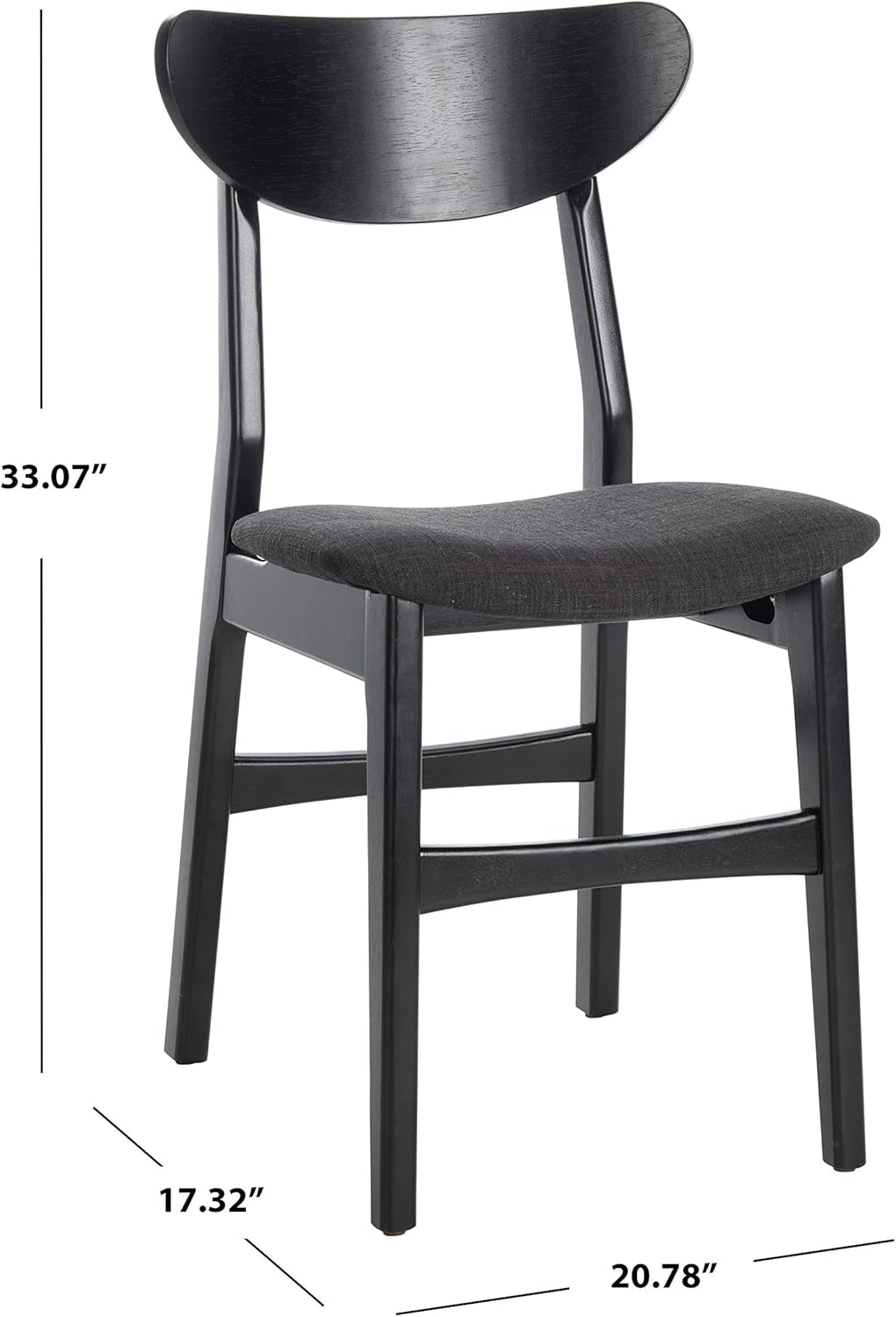 Home Lucca Retro Black Cushion Dining Chair Set Of 2 Wood