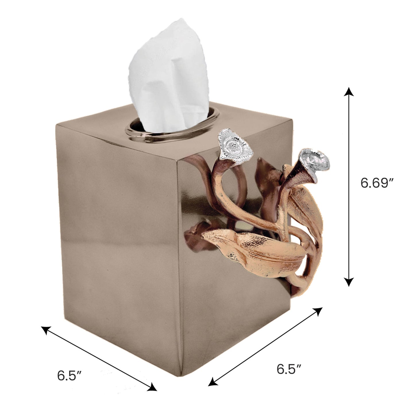 Tissue Box Cover – Elegant Calla Lily Decor With Gold Finish & Silver Leaf