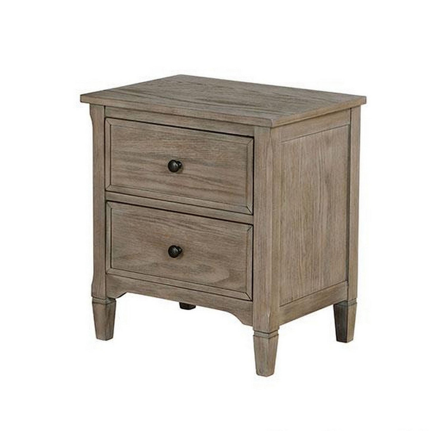 Transitional Twin Size Bed w Trundle 2x Nightstands Warm Gray Bedroom Furniture Wood Grain Texture 3pc Set