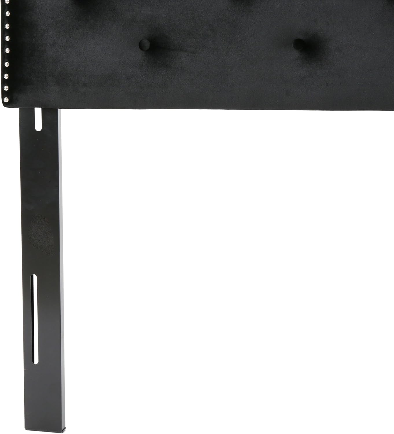 Contemporary Black Velvet Headboard with Button Tufted Design