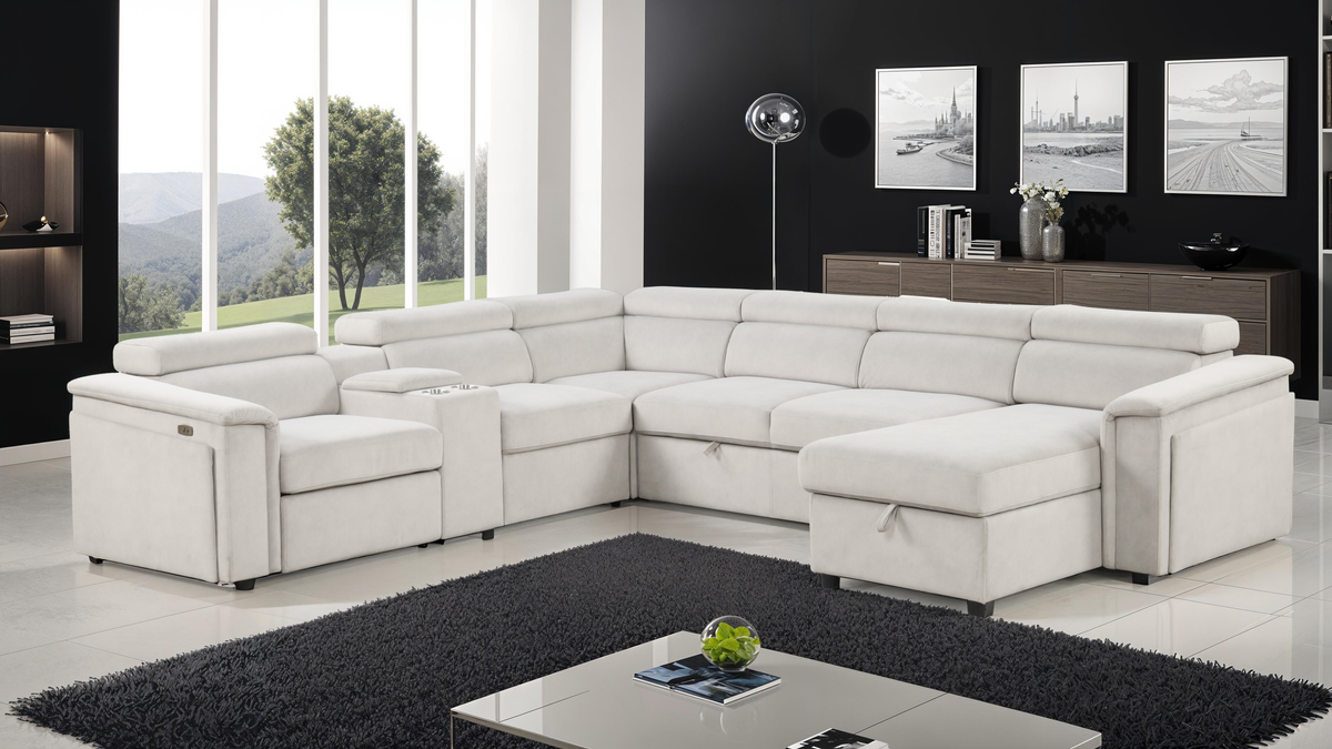 Harvey Modern Style Power Recliner Sleeper Sectional Sofa