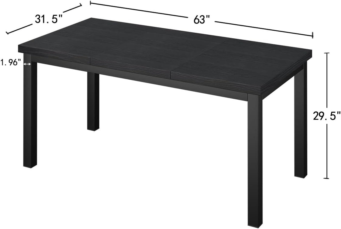 63 Inch Black Computer Desk For Home Office Setup And Study