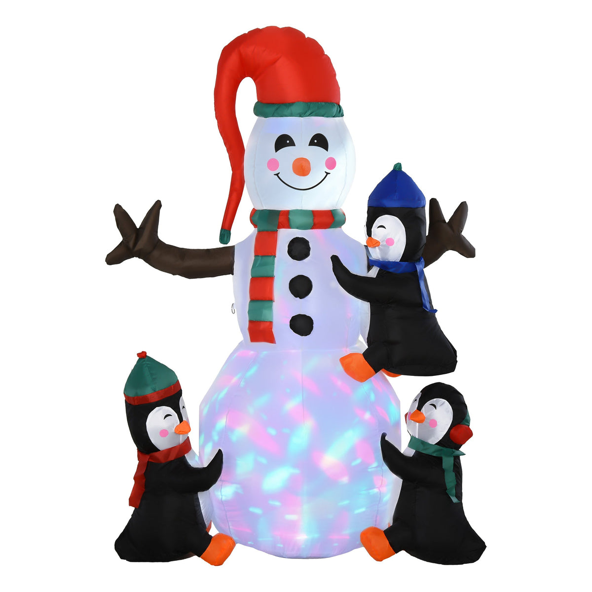HOMCOM 6' Christmas Inflatables Snowman with Penguins