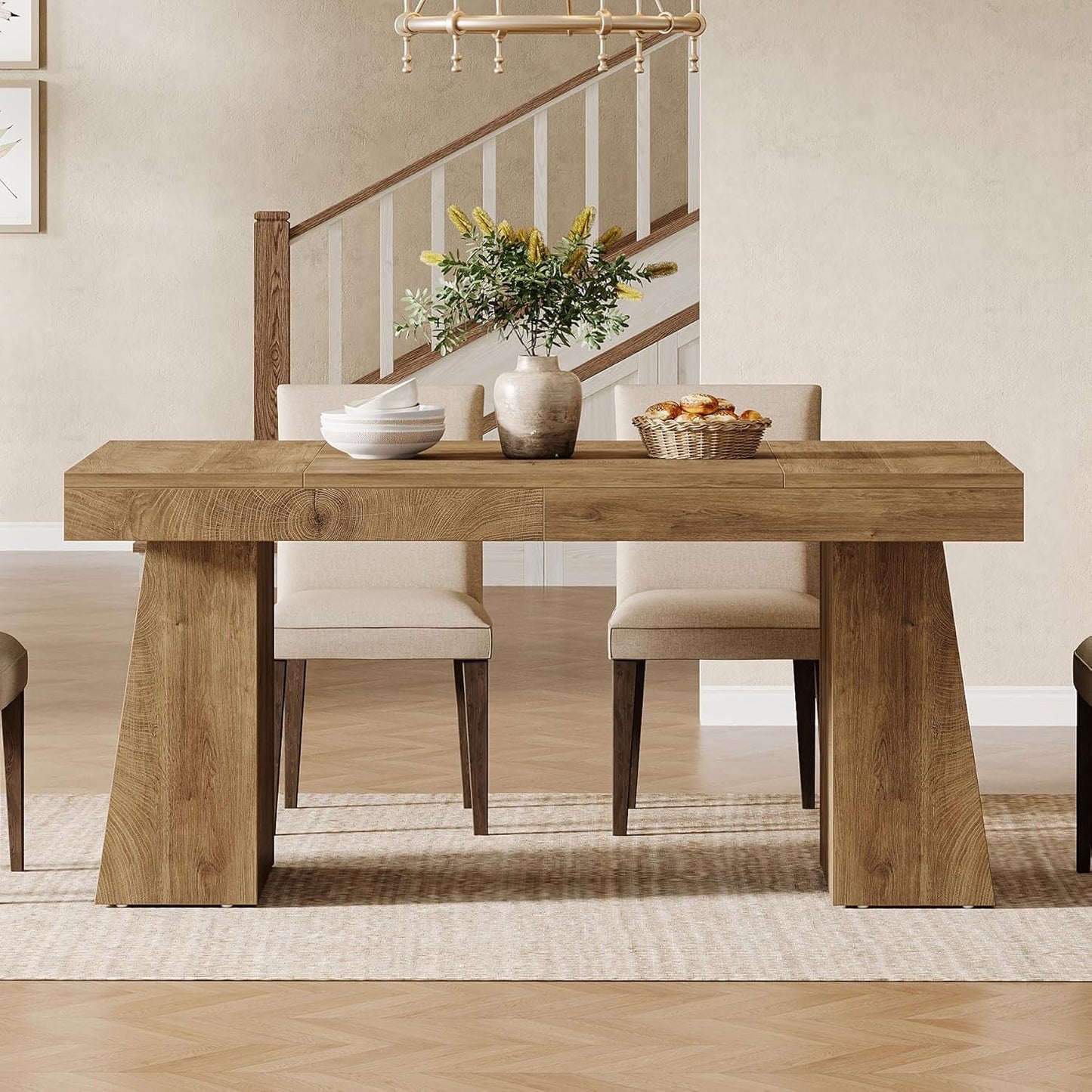 55 Inch Yellow Dining Table For Kitchen And Dining