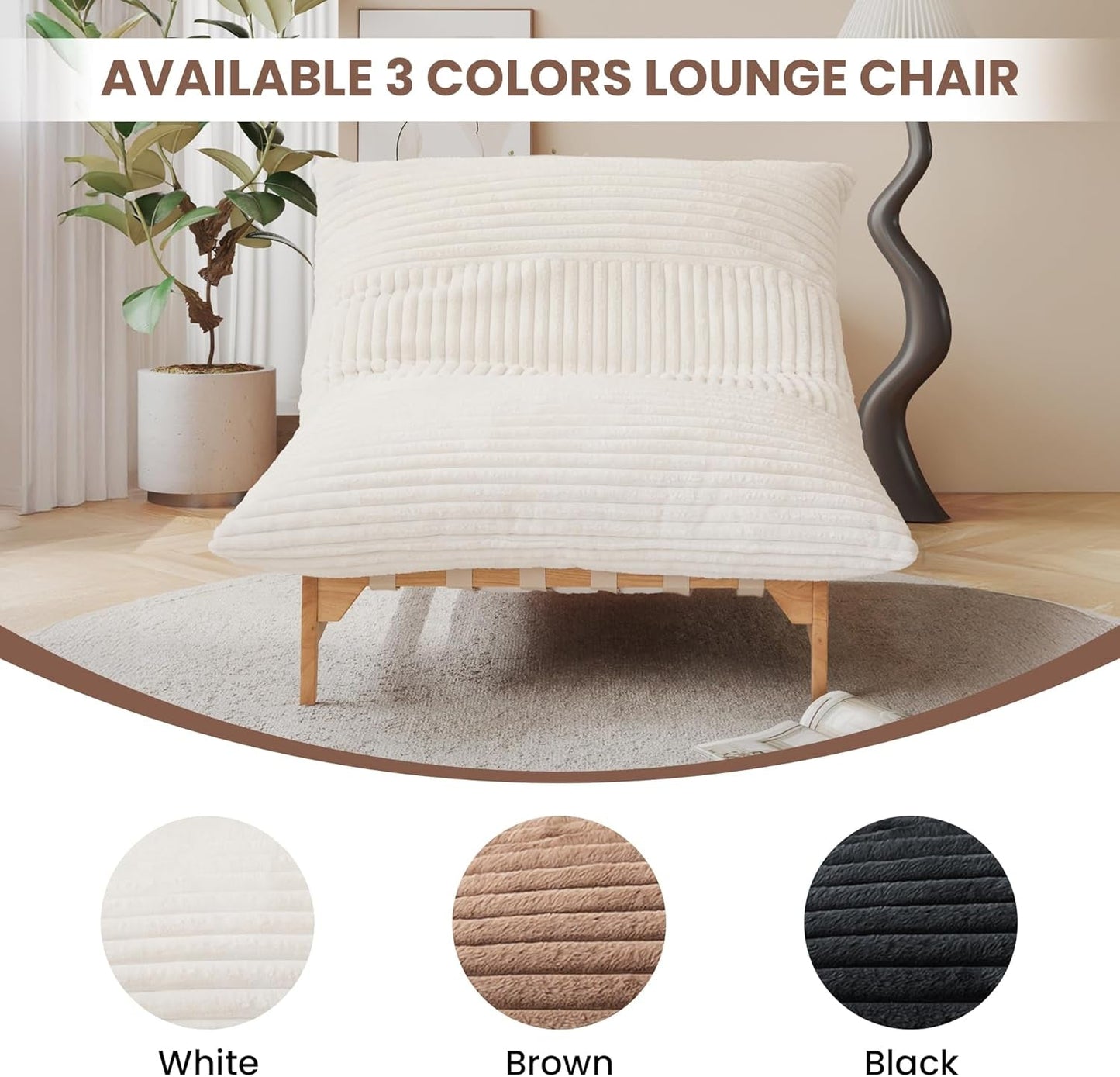 Modern 47.24 Inch Beige Oversized Chaise Lounge Chair