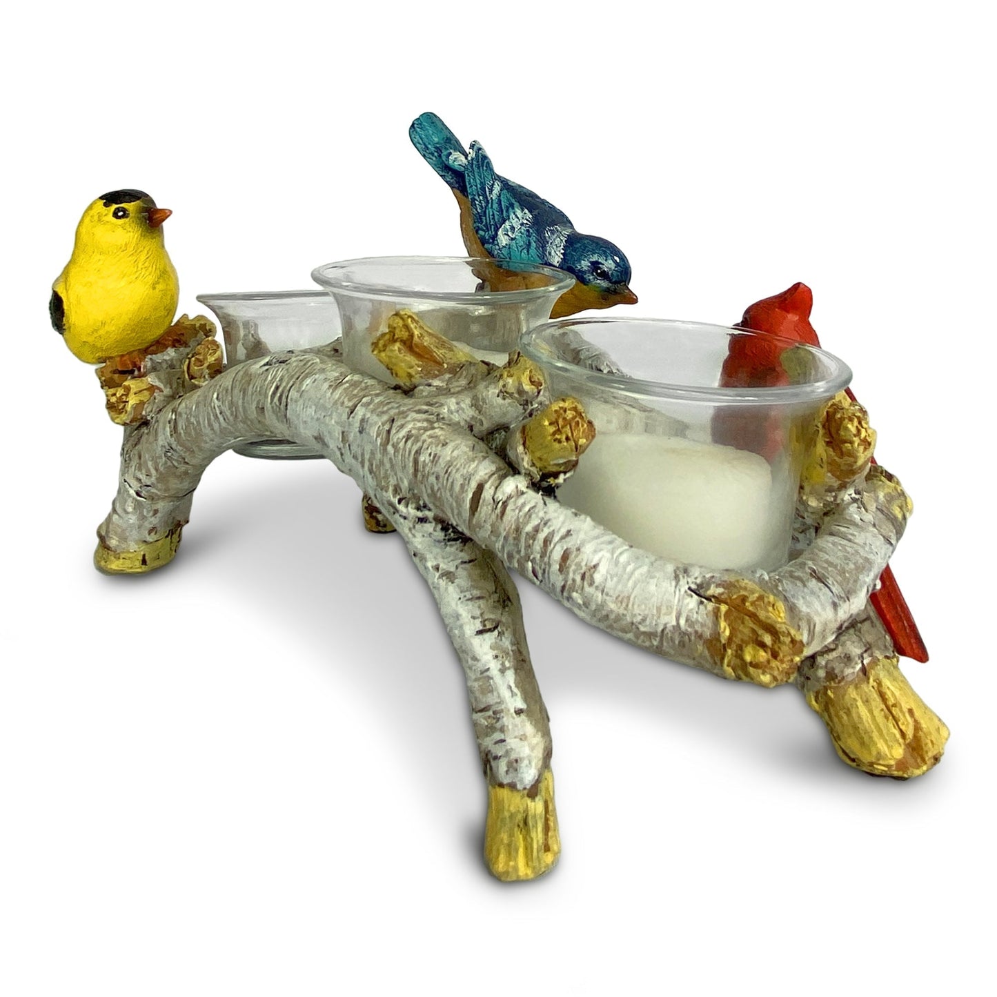 Candle Holder-Birch with Birds 3 Piece