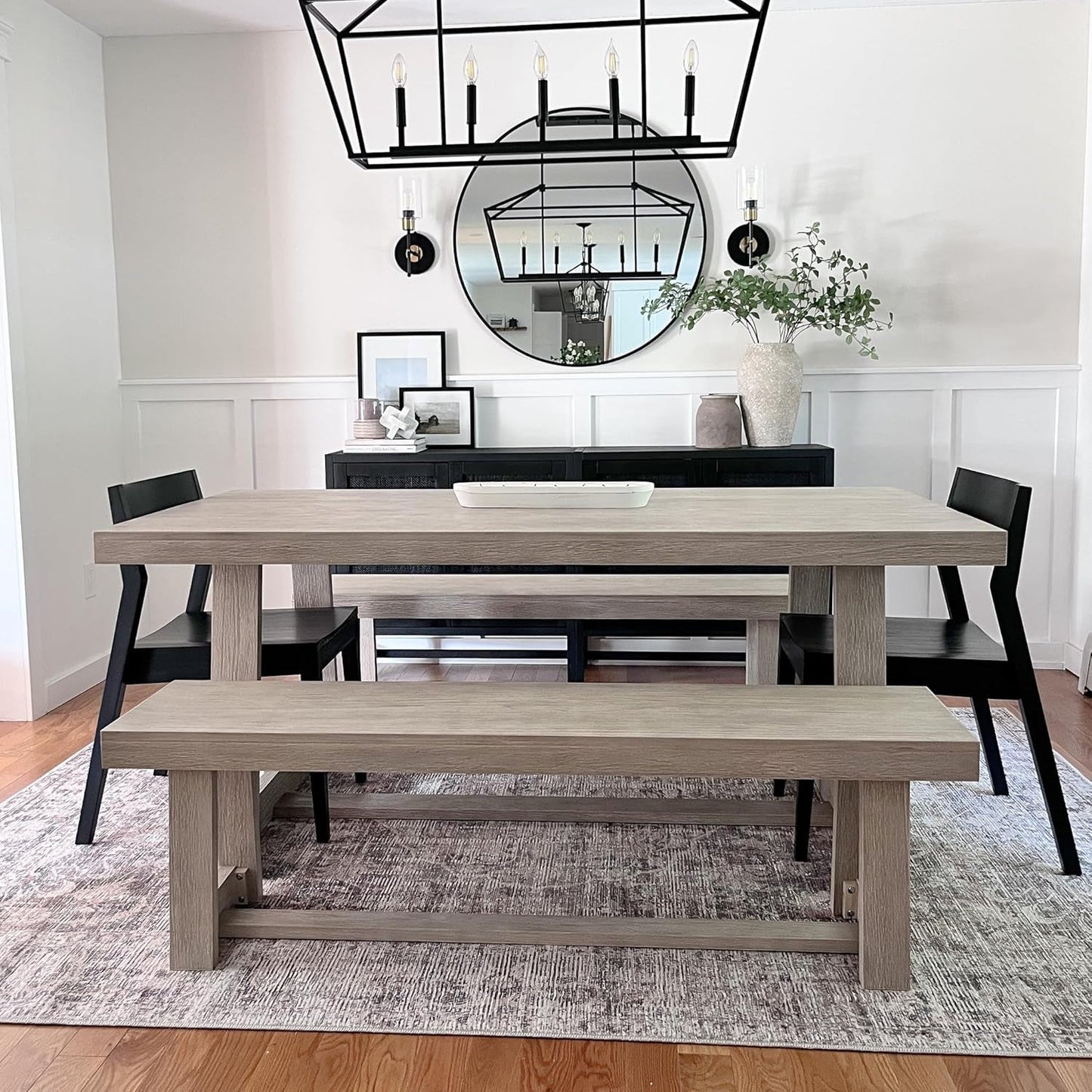 72 Inch Farmhouse Solid Wood Dining Table Rectangular Kitchen Table