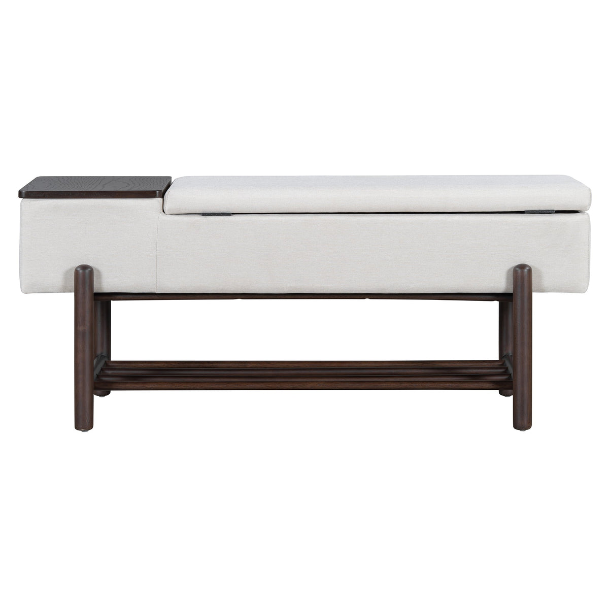 TREXM Farmhouse Upholstered Storage Bench