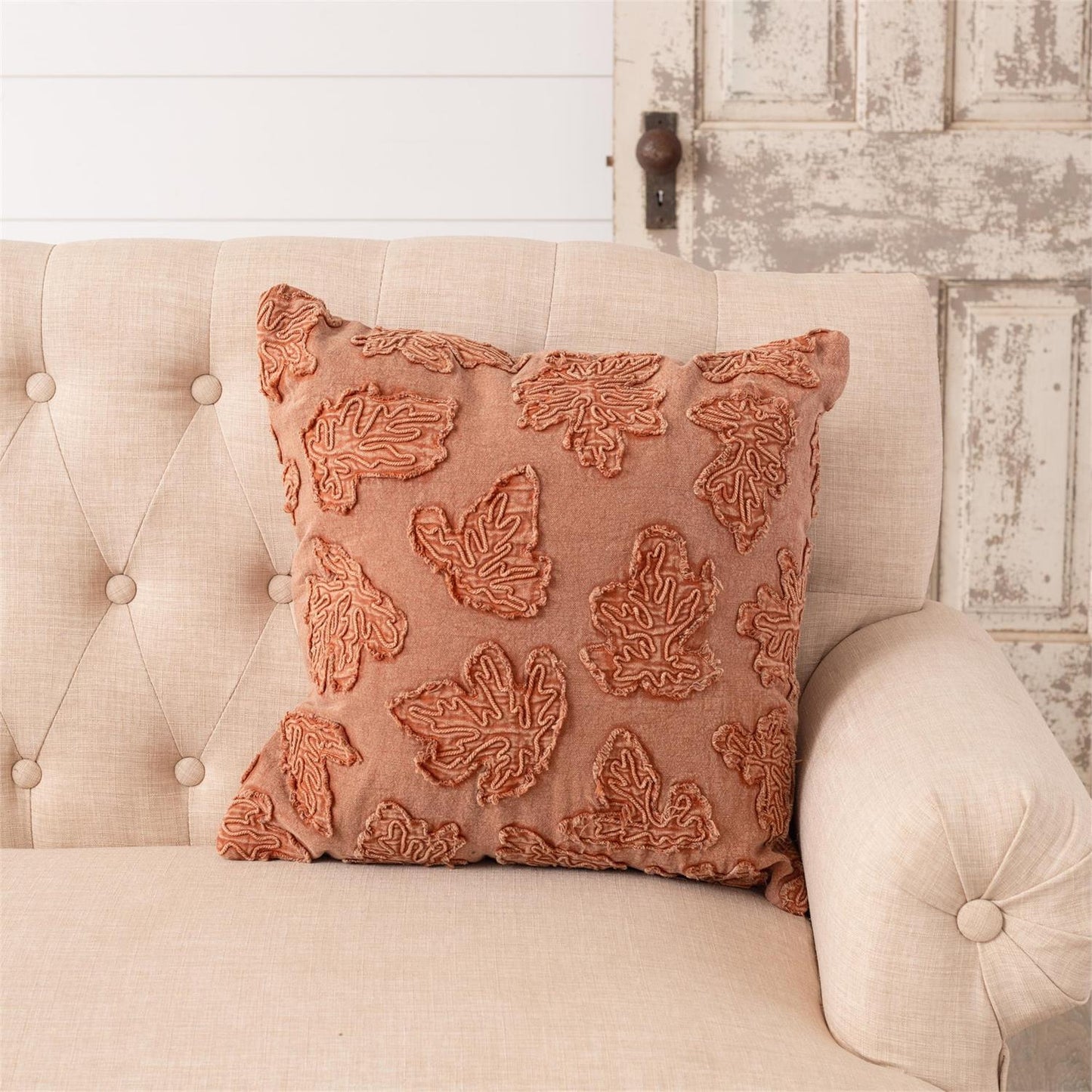 Fall Leaf Orange Stonewashed Throw Pillow