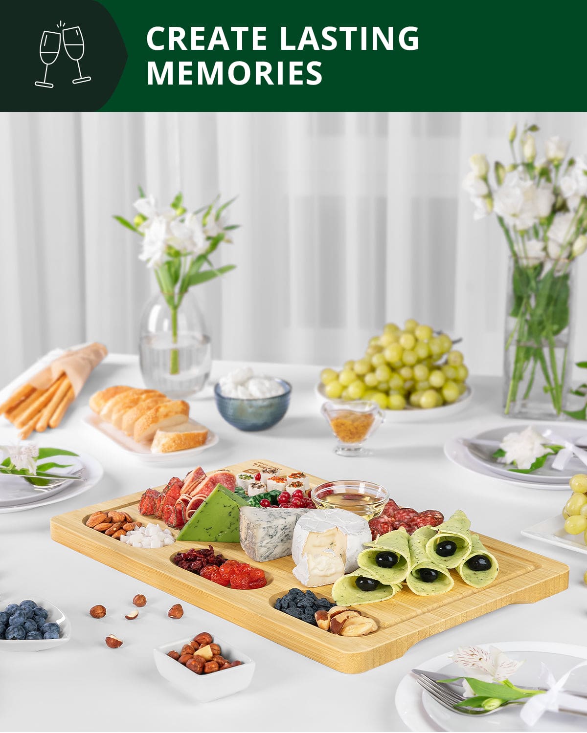 Cutting Board with Compartments, 18” x 12”