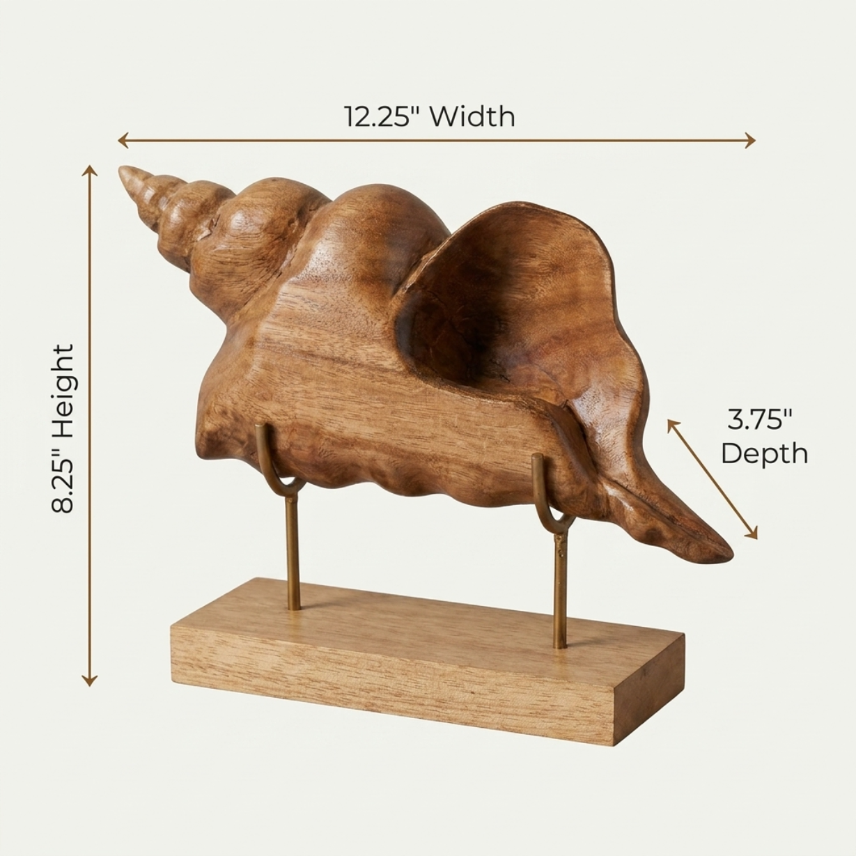 Wooden Shell Sculpture – Handmade Solid Acacia Wood Decor | Unique Coastal Gift