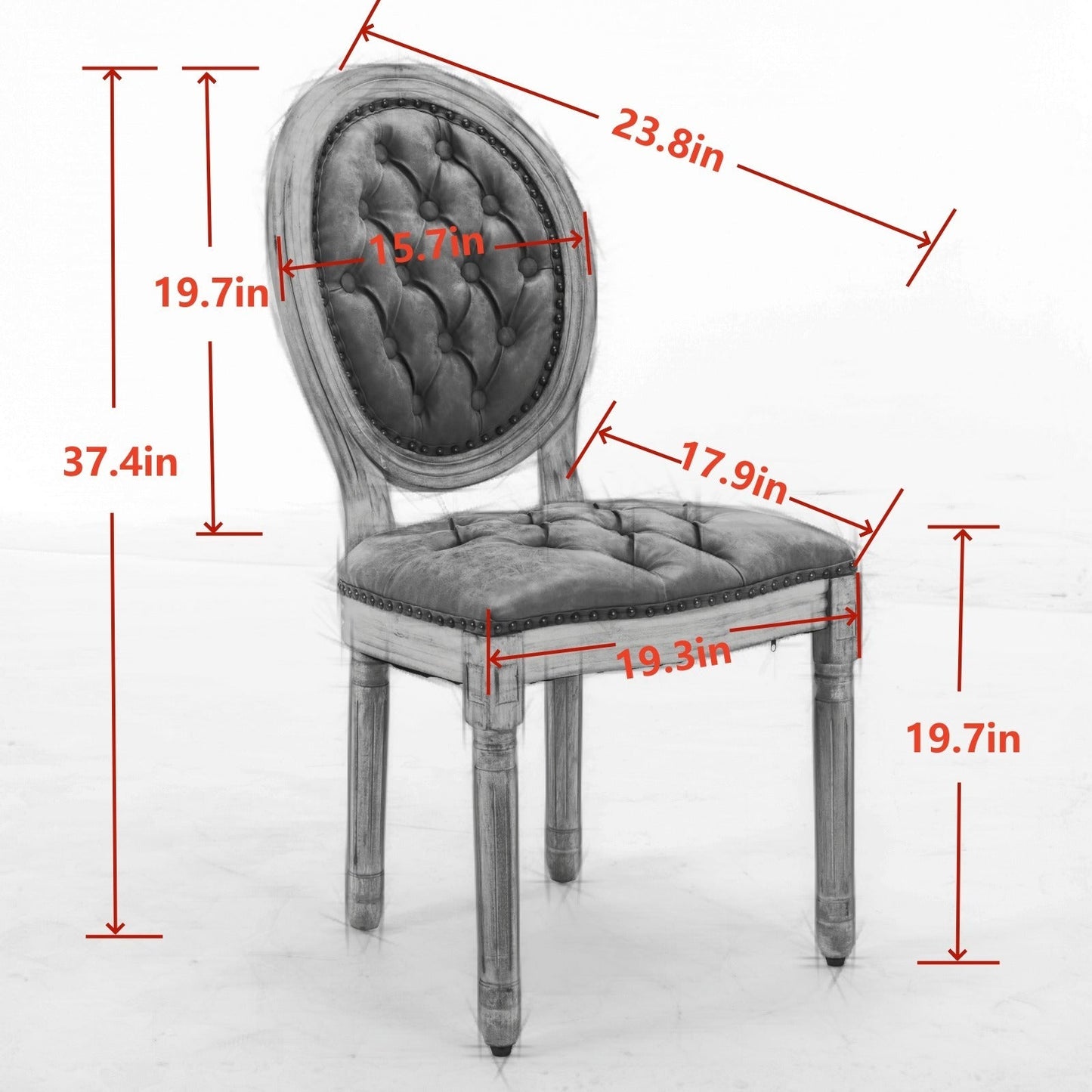 Set of 2 French Style Solid Wood Antique Dining Chairs
