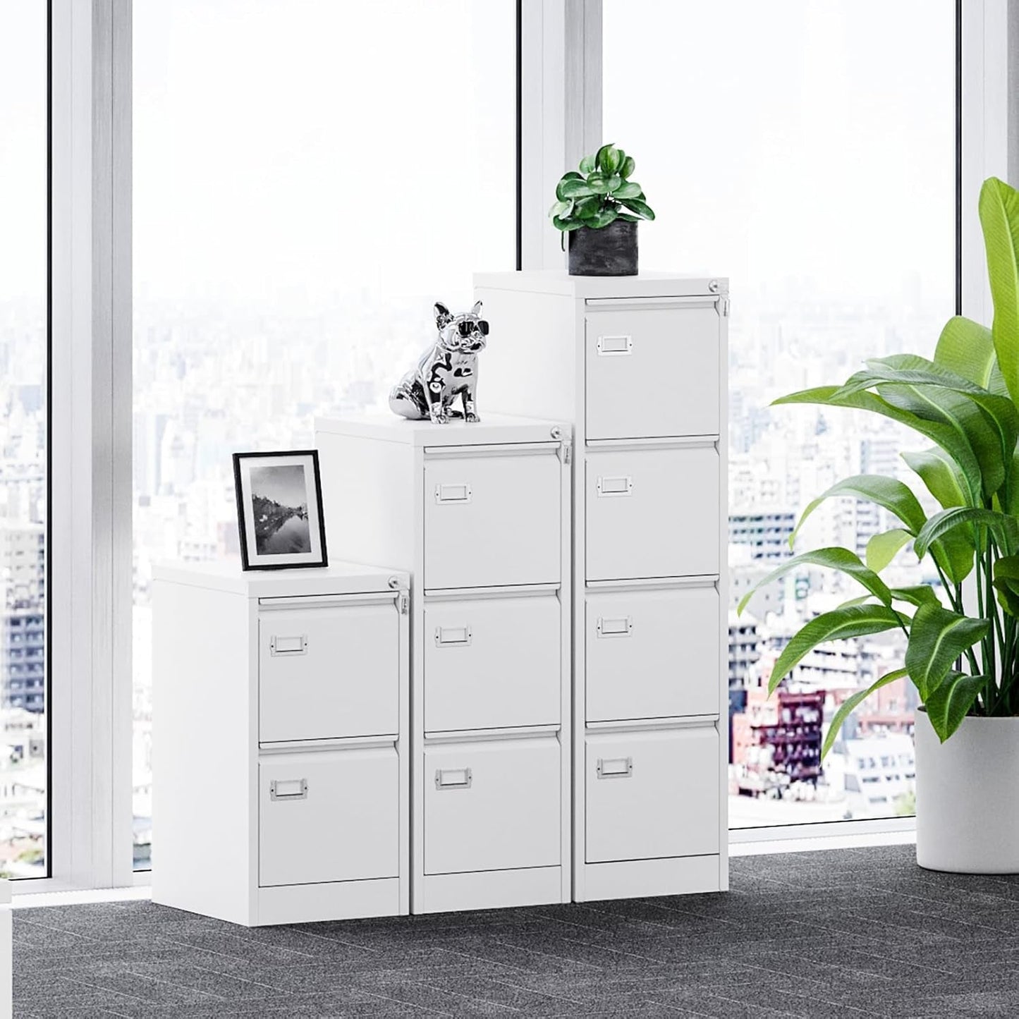 White 4 Drawer Vertical Locking File Cabinet For Office