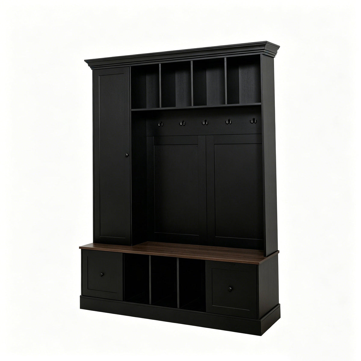 Vibe Haus 62.2''W Farmhouse Hall Tree with Shoe Storage Bench
