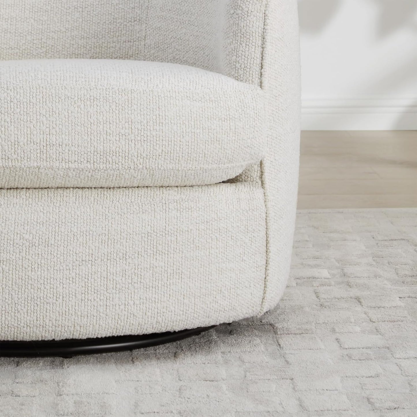 Swivel Barrel Chair Cream Upholstered Fully Assembled
