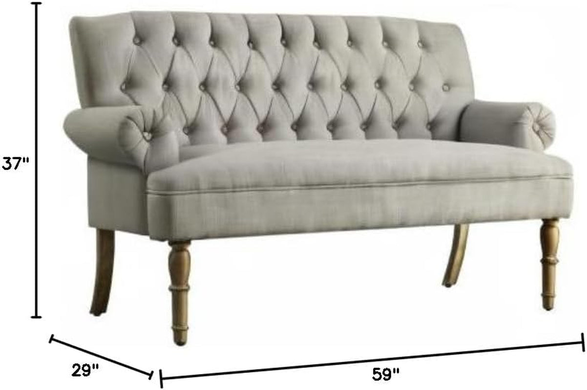 Dove Gray Loveseat Sofa With Button Tufting Sinuous Springs