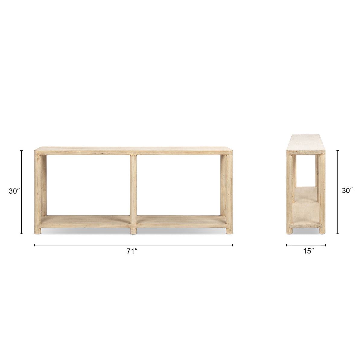 Milo 71" Reclaimed Wood Console Table with Lower Shelf