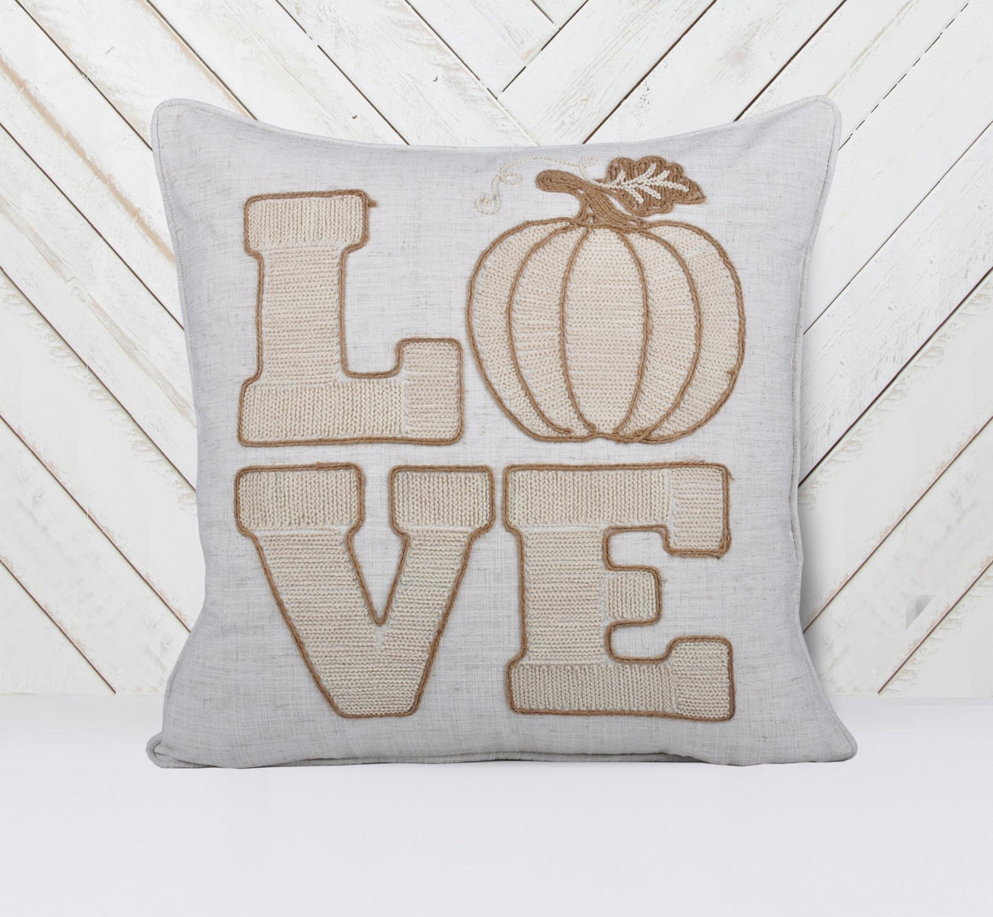 Love Pumpkin Embroidered Throw Pillow – Rustic