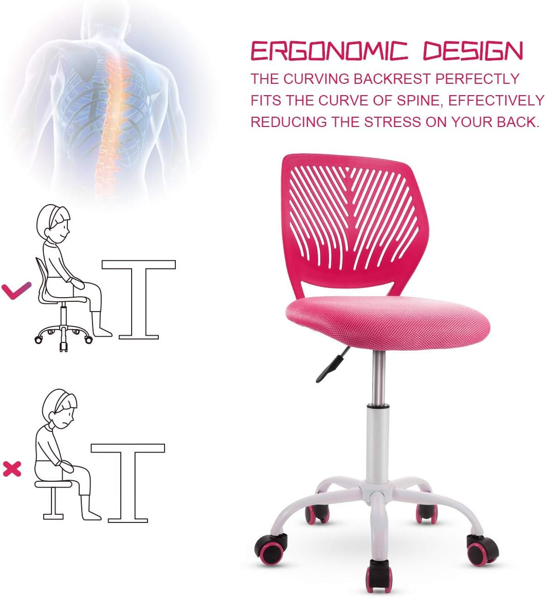 Kids Desk Chair Adjustable Height With Lumbar Support Rose