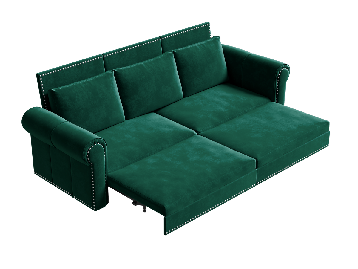 Chesterfield 3-in-1 Velvet Convertible Sleeper Sofa Bed