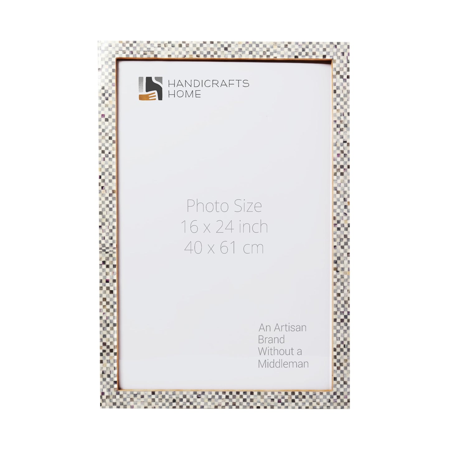 Poster Picture Frame Checkered Pattern Bone Inlay Collection in 3 Sizes