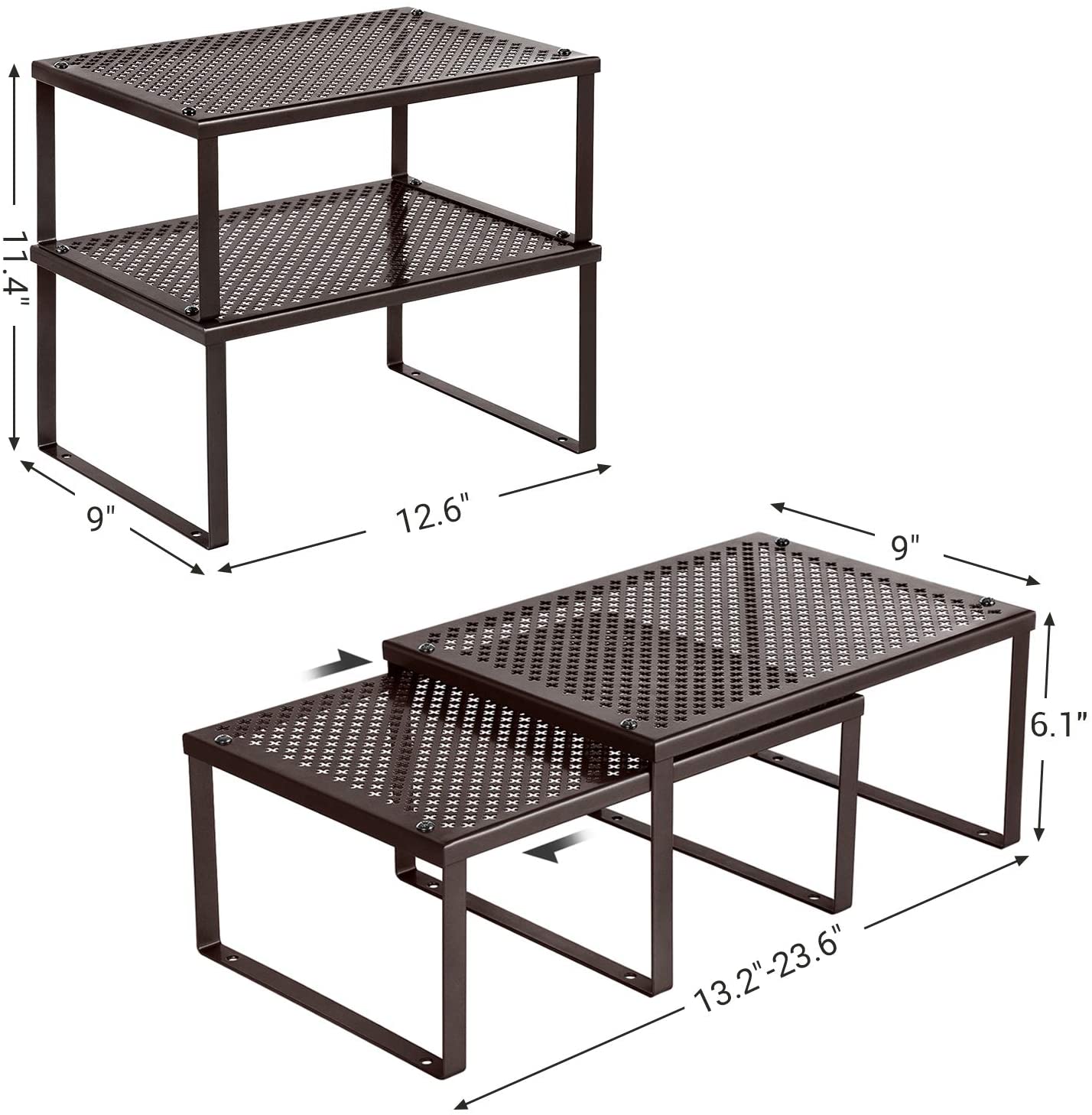 Set of 4 Expandable Metal Cabinet Shelf Organizer