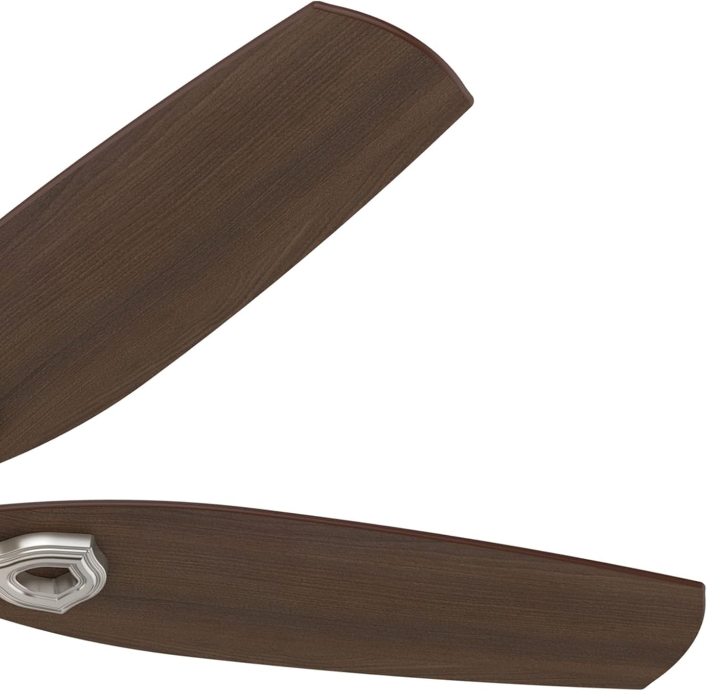 Two wooden fan blades for Builder Deluxe 52 Inch Brushed Nickel Indoor Ceiling Fan showcasing rich, natural finishes.