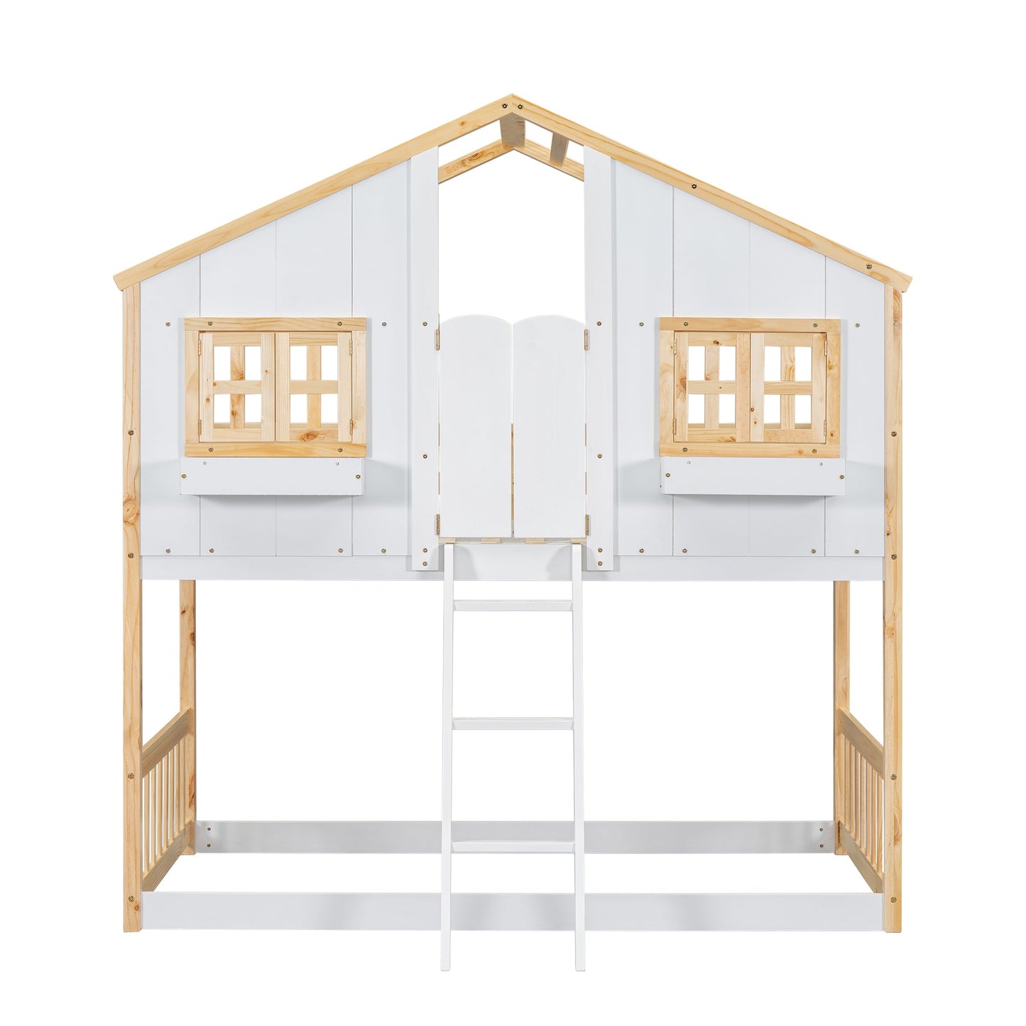 Twin Over Twin House Bunk Bed with Roof