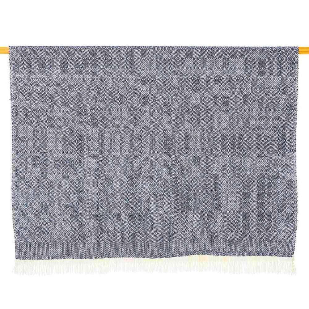 Blue and White Diamond Isla Alpaca Throw