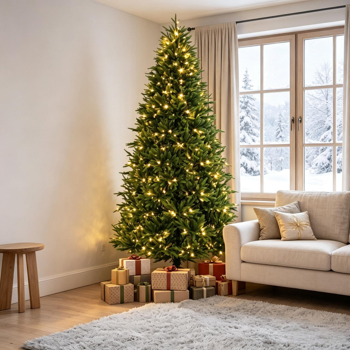 7.5-Foot Hinged Nordmann Fir Prelit Christmas Tree