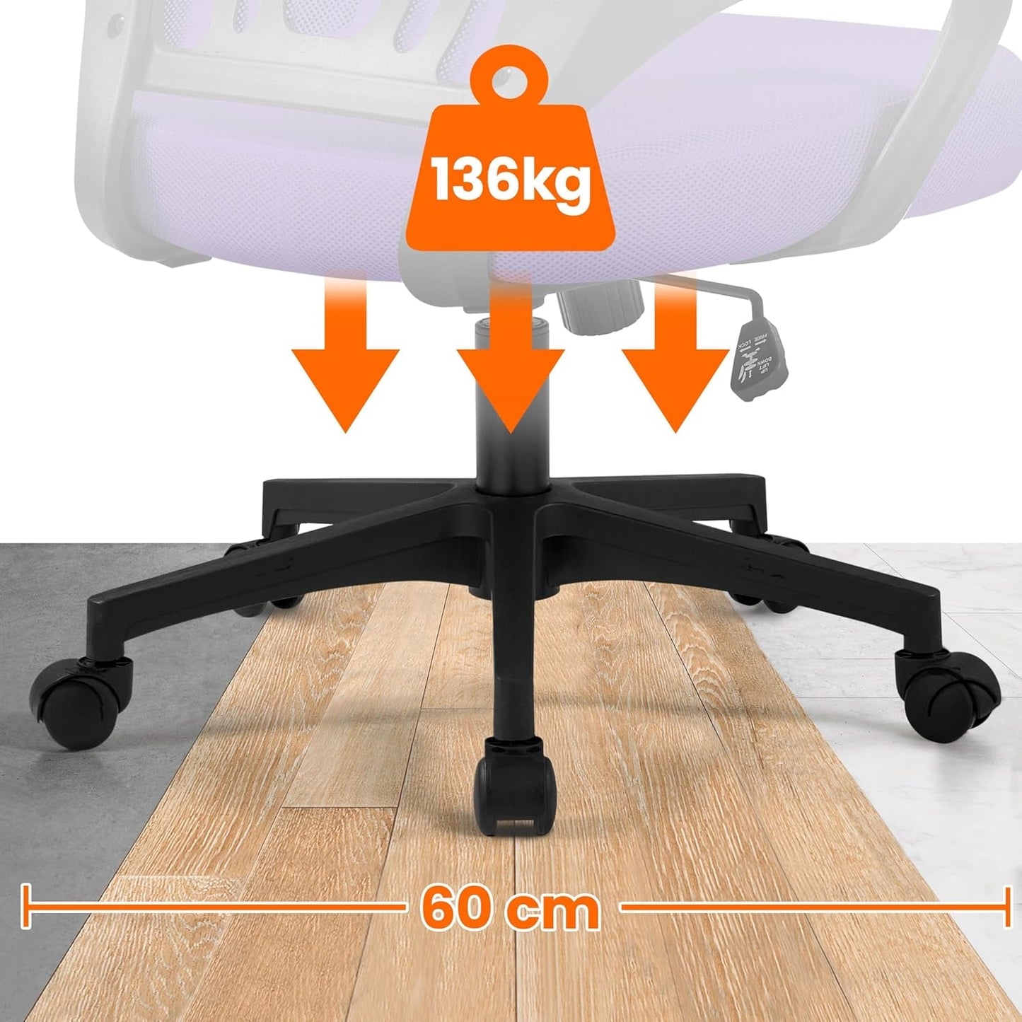 2Pcs Ergonomic Purple Mesh Desk Chairs With Lumbar Support For Long Workdays And Back Pain Relief