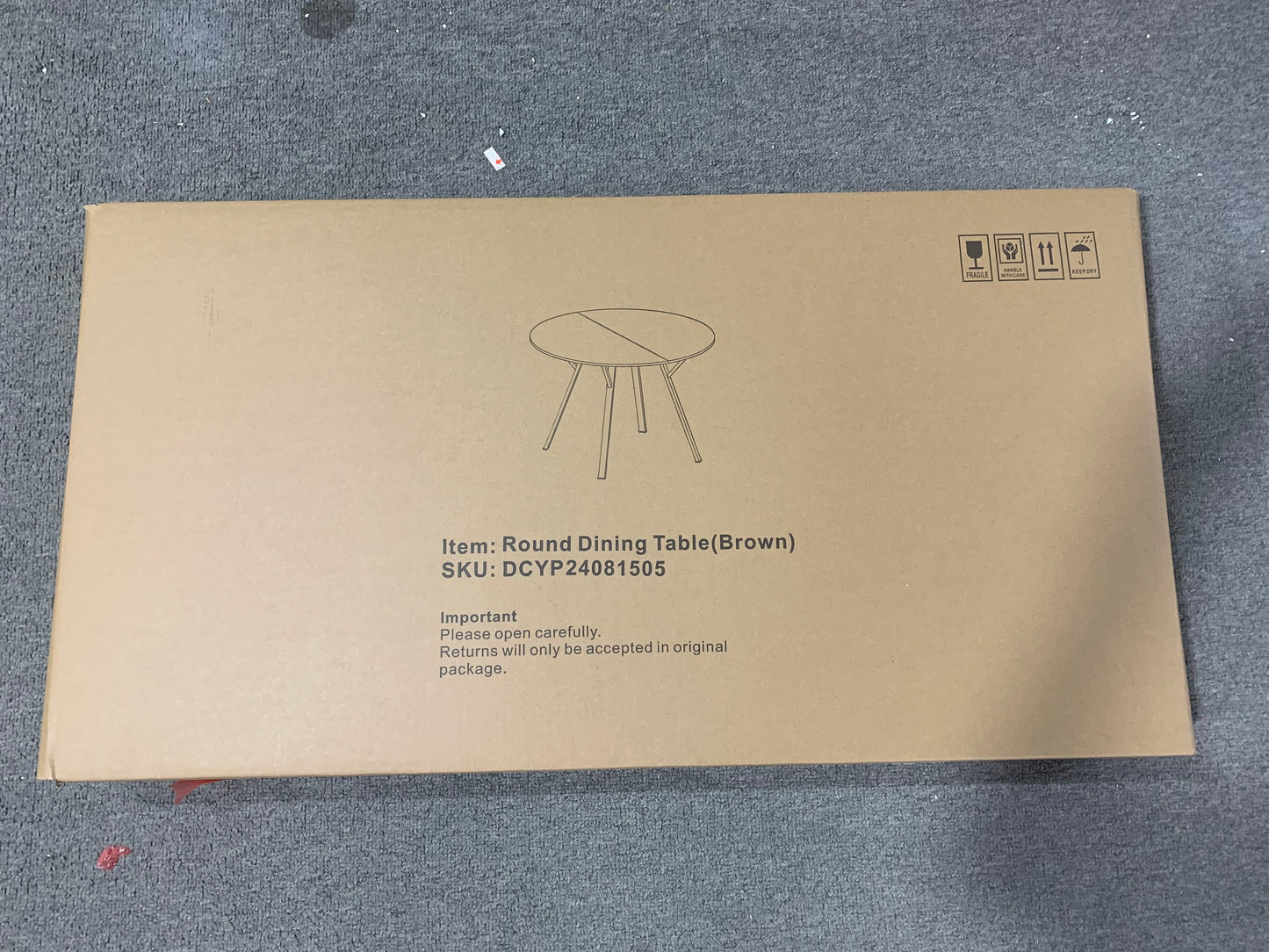 35.43 Inch Round Dining Table with Metal Frame