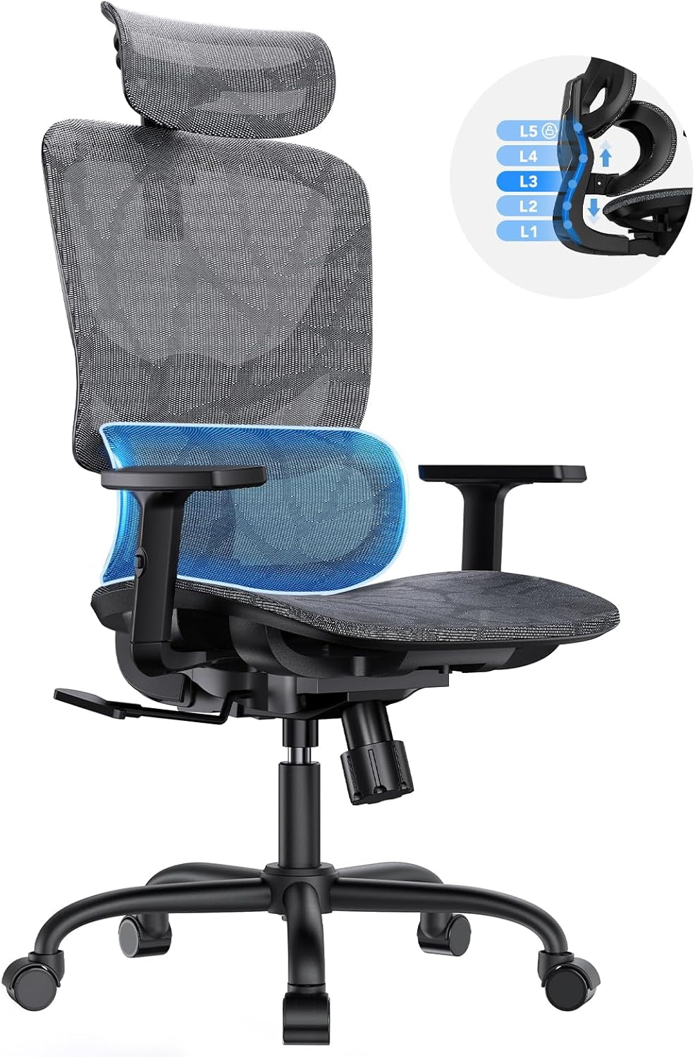 Ergonomic Mesh Office Chair High Back With Lumbar Support