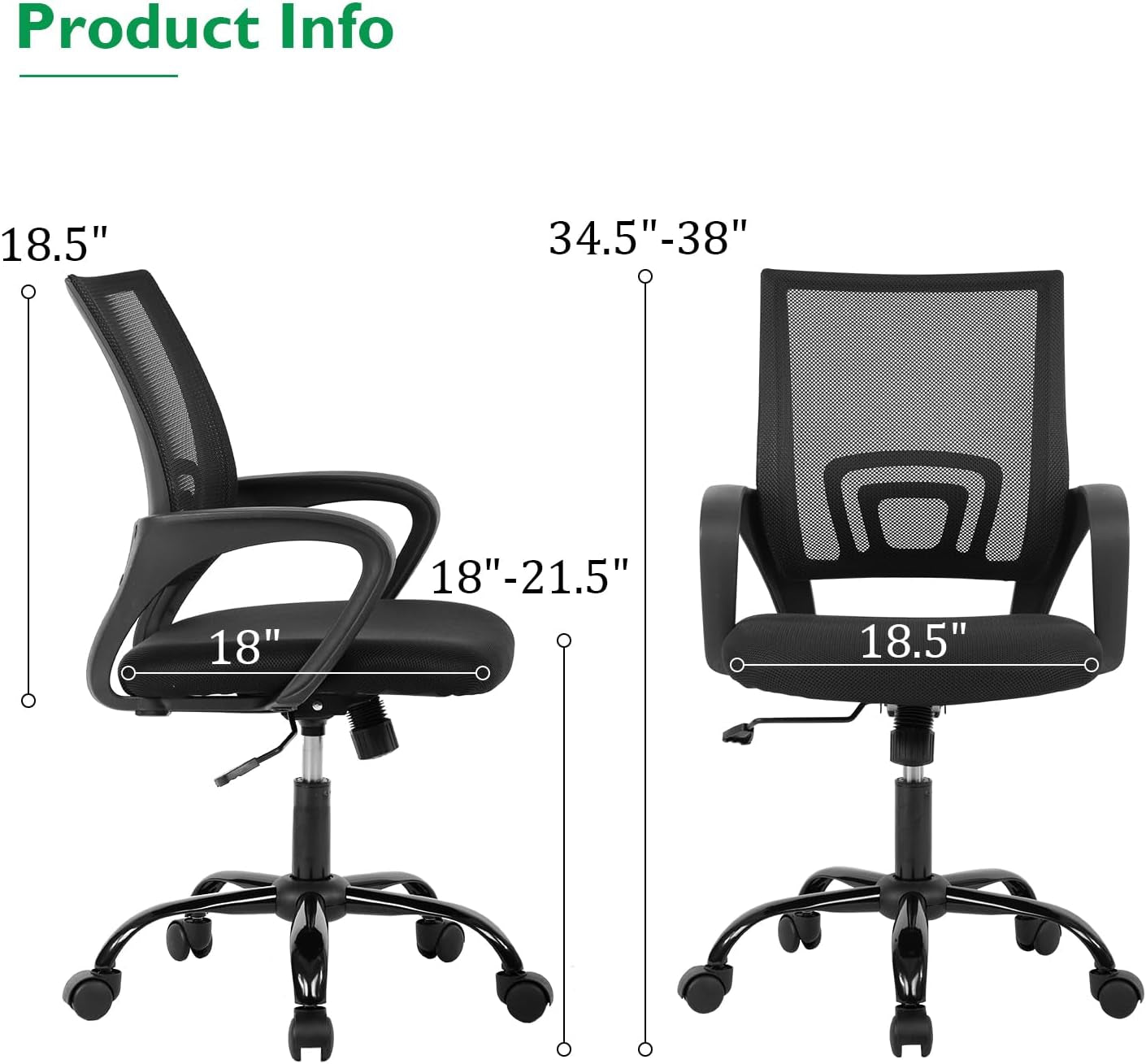 Black 32 Inch Desk And Chair Set For Home Office Use