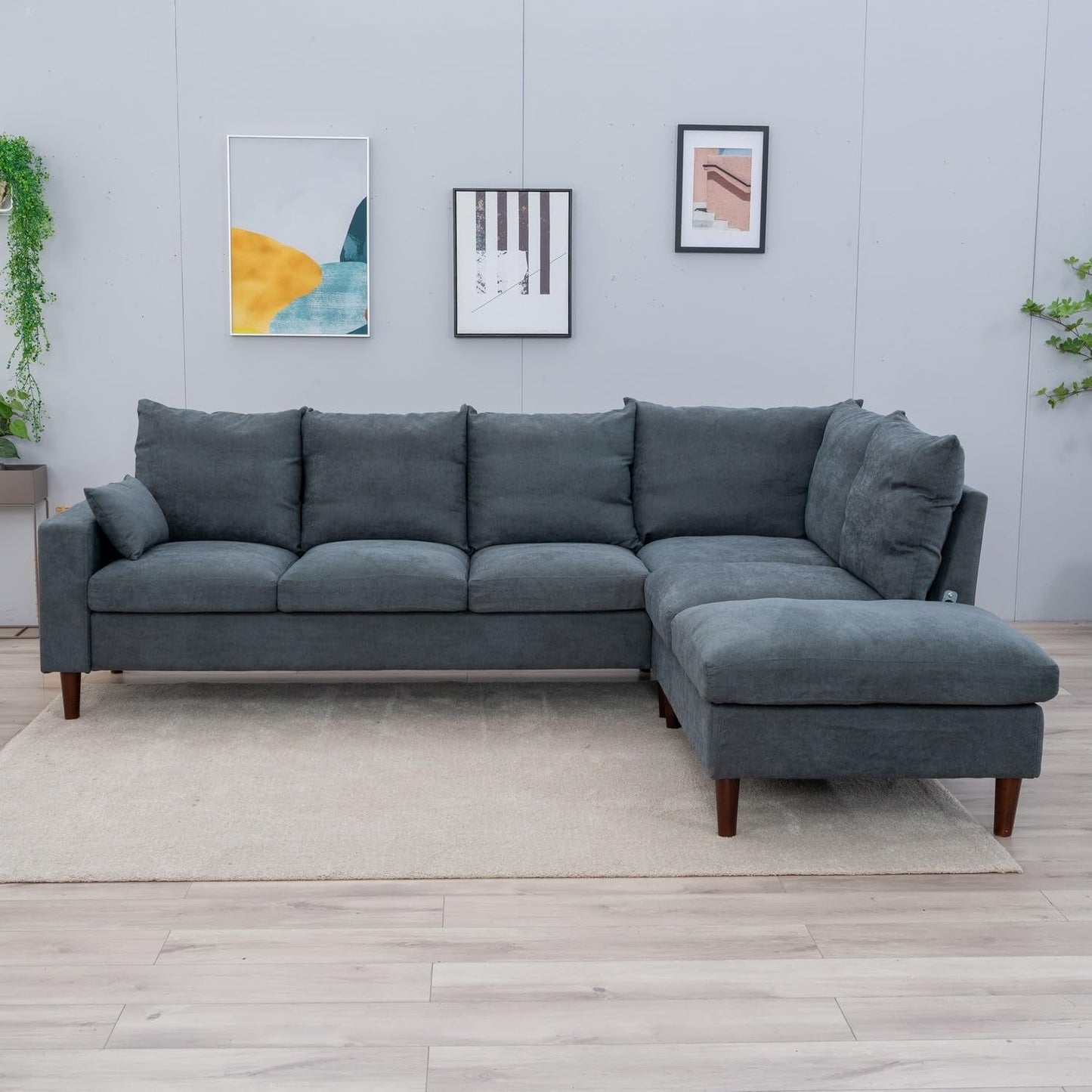 Sectional Sofa Grey Left Facing Chaise Living Room
