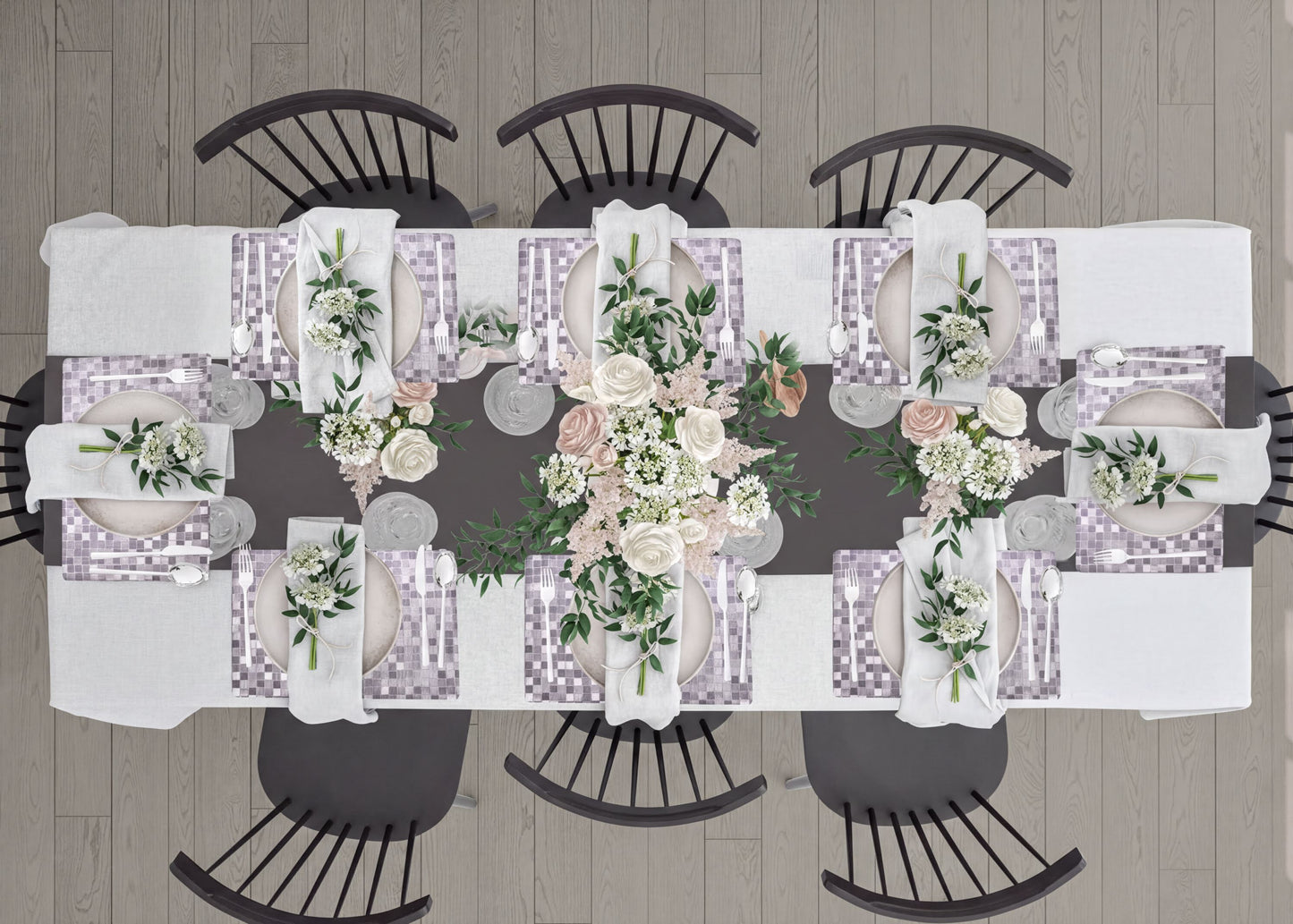 Woven PVC Placemats - Set of 8 Purple Non Slip Dining Table Mats