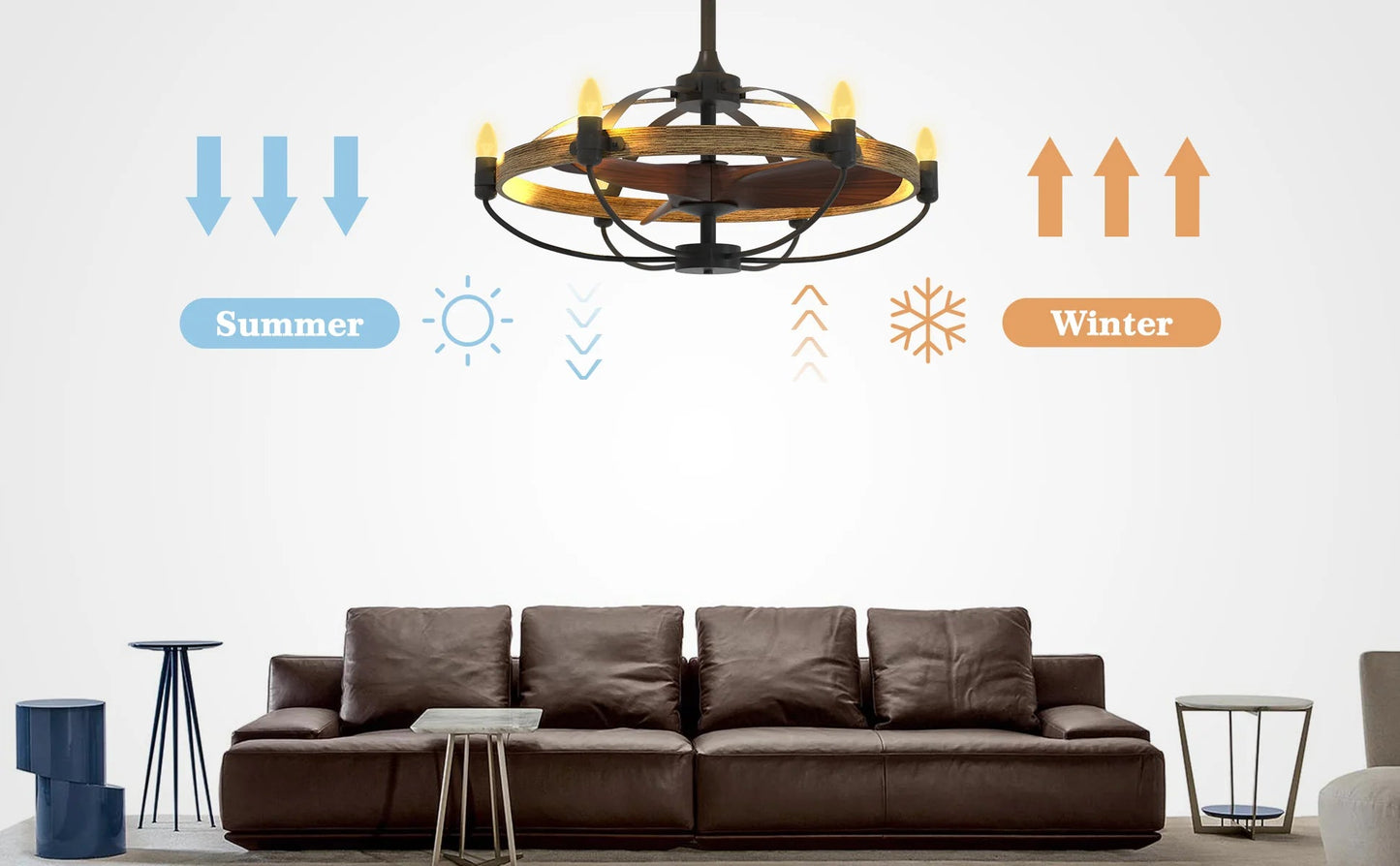 Farmhouse Caged Ceiling Fan Light Fixture
