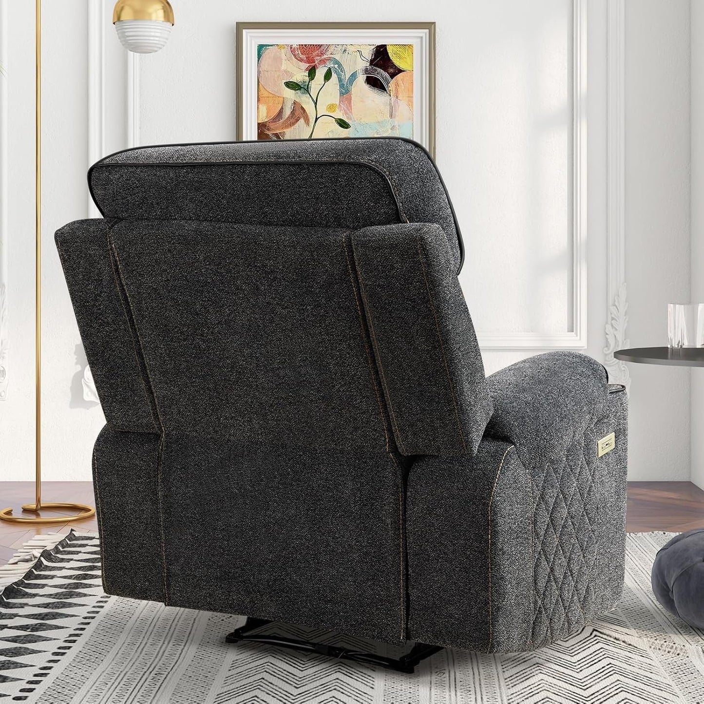 Electric Recliner Chair With Soft Fabric And Cup Holders