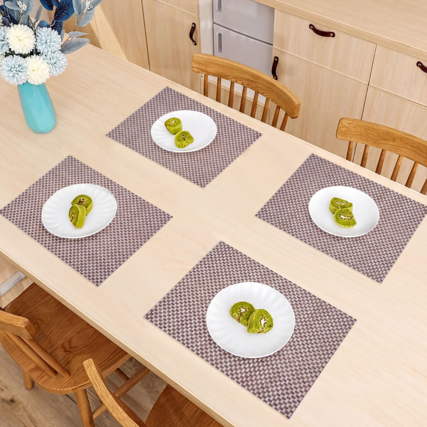 PVC Placemats – Beige Dining Table Mats | Heat Resistant, Non Slip, Waterproof