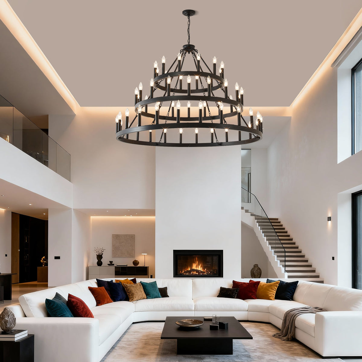 3 Tiers Wagon Wheel Chandelier
