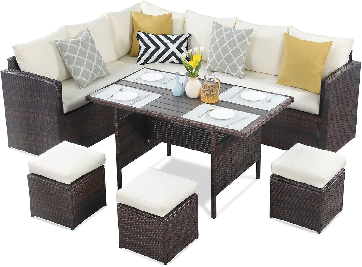 7 Piece Outdoor Wicker Patio Furniture Set