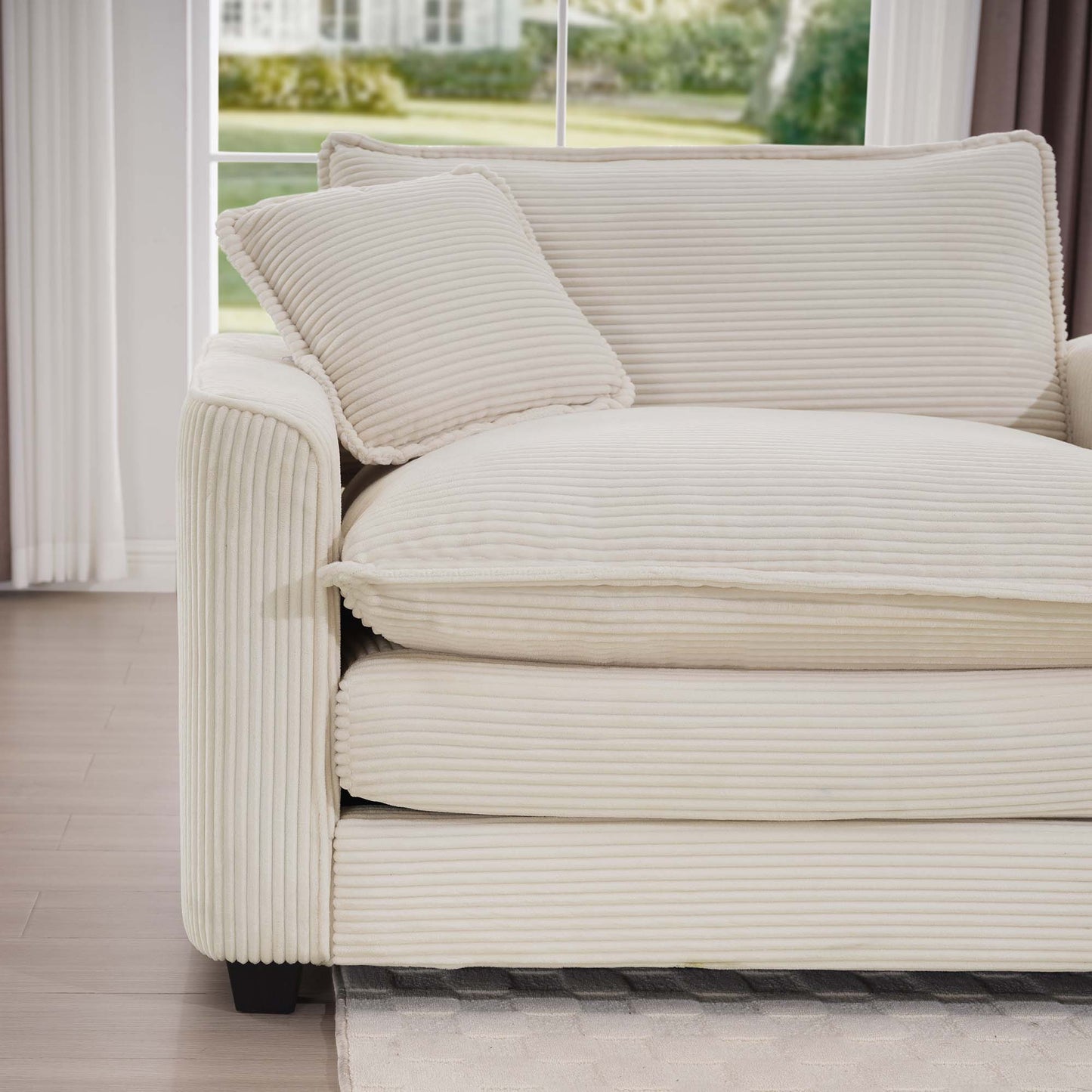 Mid-Century Modern 3-Seater Sectional Sofa with Pillows