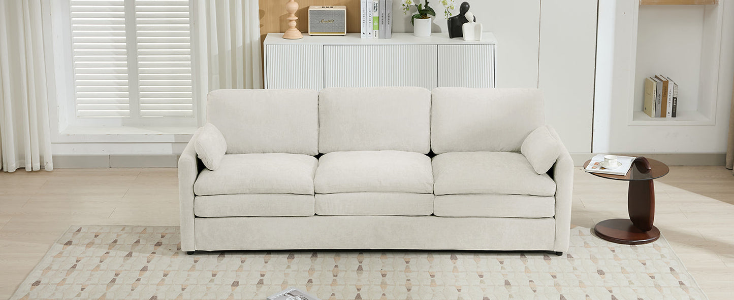 Cozy Upholstered 3-Seater Sofa with Plush Double Cushion and Ergonomic Design