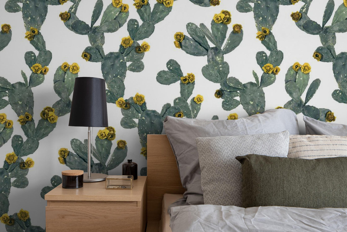 Desert Blooms Wallpaper, white & yellow