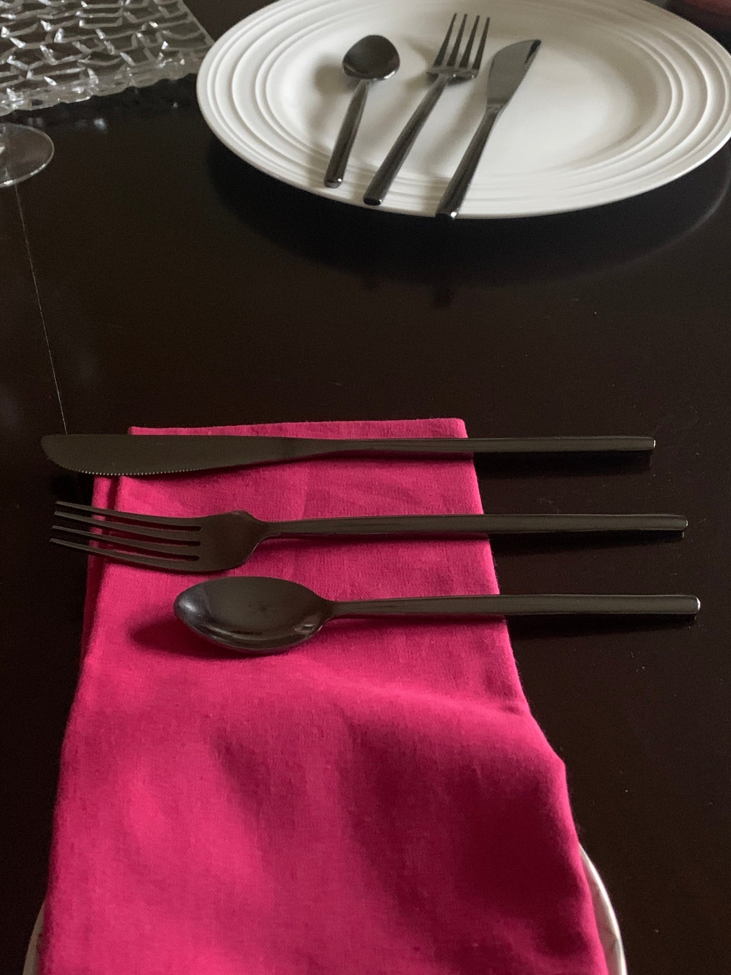 Black Stainless Steel Flatware 36 PC Set-Dinner knives, Dinner Forks, Teaspoons