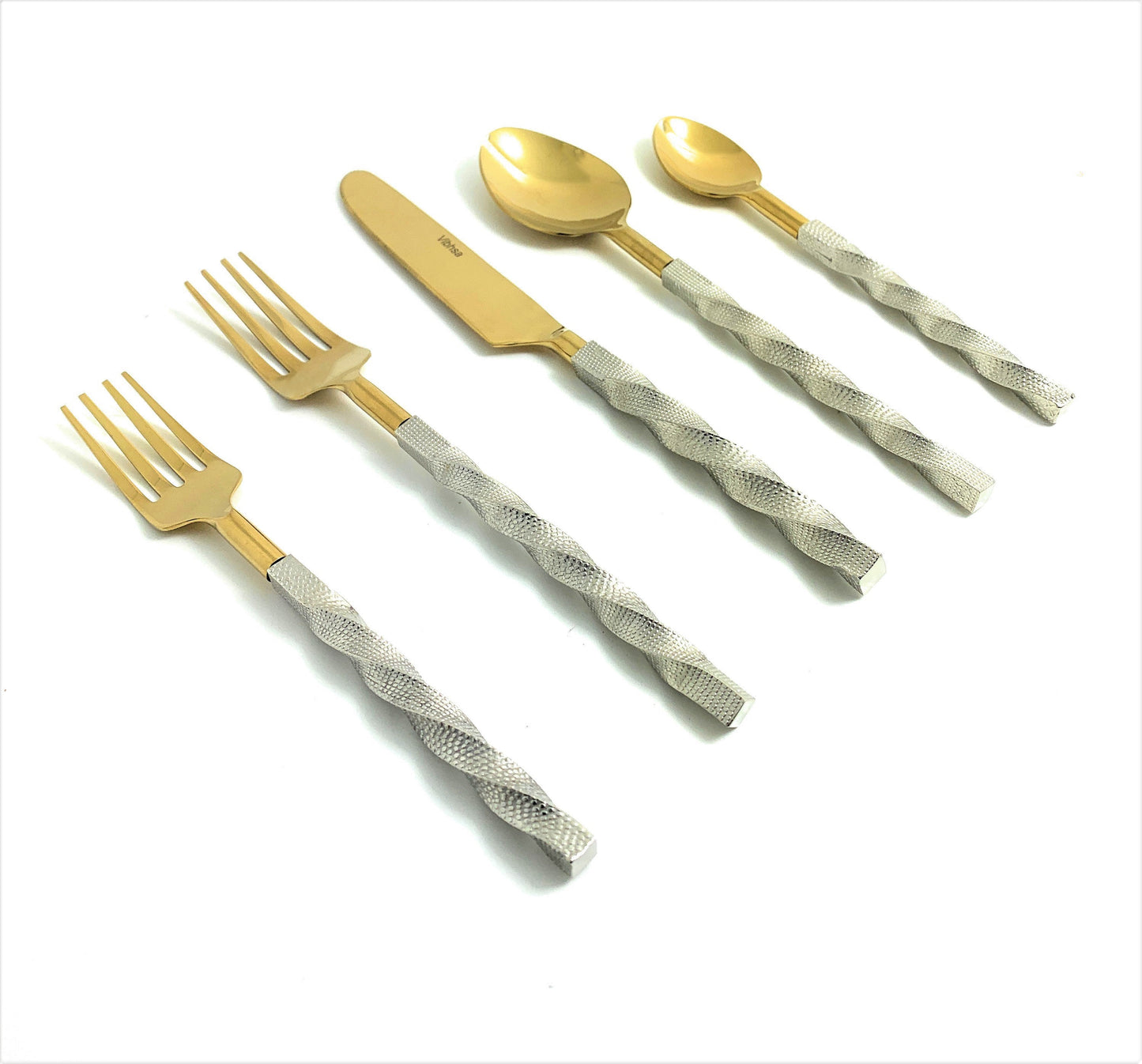 Golden Stainless Steel Flatware Set of 20 PC (Twsited)