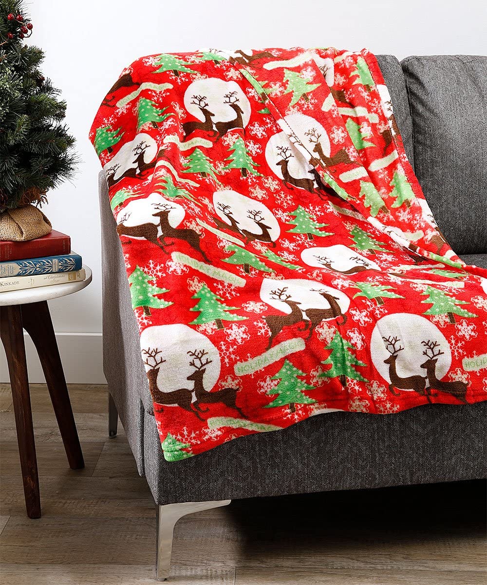 Decor&More Festive Holiday Microplush Throw Blanket (50" x 60") - Holiday Magic