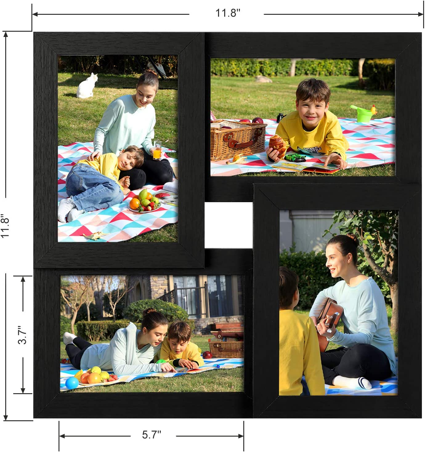 Collage Picture Frames, for four 4 x 6 Inches Photos, Photo Frame with Glass Front, Wood Grain, Wall-Mounted